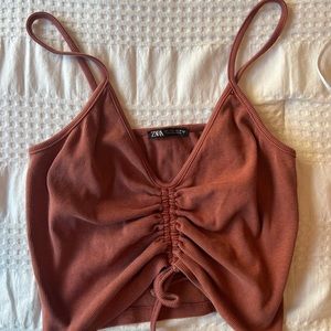 RED ZARA RUCHED TOP